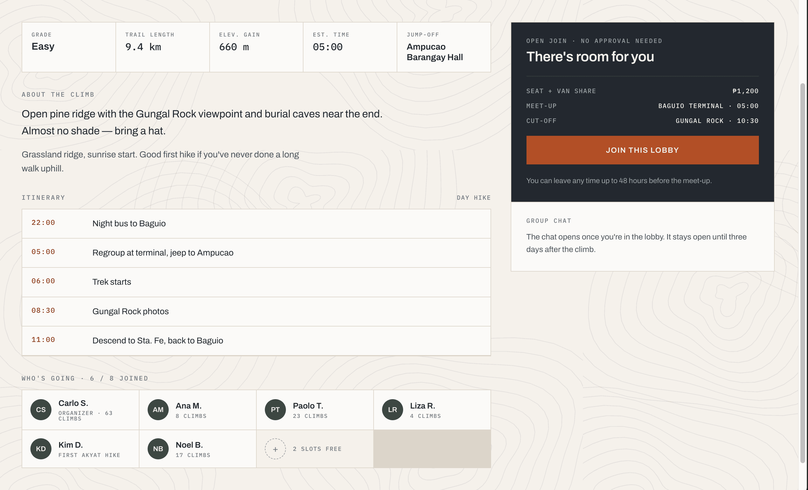 Akyat app screen: Join and plan together